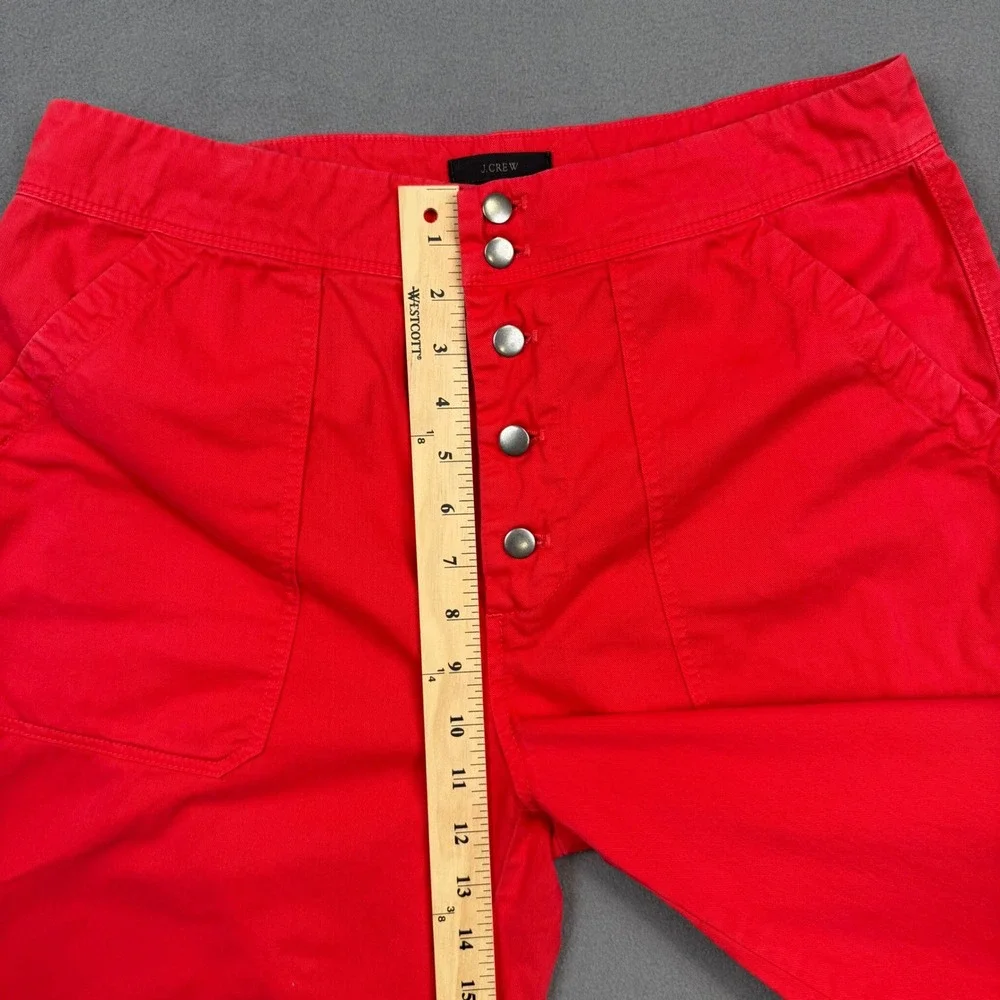 J.Crew Wide Leg Crop Ankle Pants Button Fly Cotton Twill Coastal Nautical Red 8